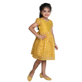 Chanderi Cotton Dress for Girls Frock Golden Yellow